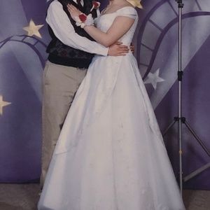 Mori Lee by Madeline Gardener White formal gown